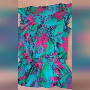 Express Top L Blue Green Purple and Magenta